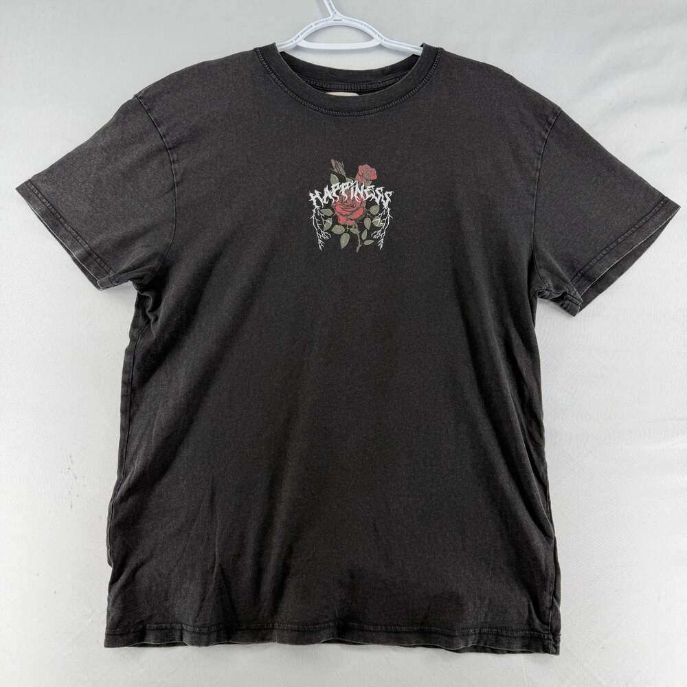 1207 M - Urban Nation 'Happiness' Inner Peace Rose Graphic T-Shirt